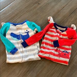 2- 12 month footed pjs